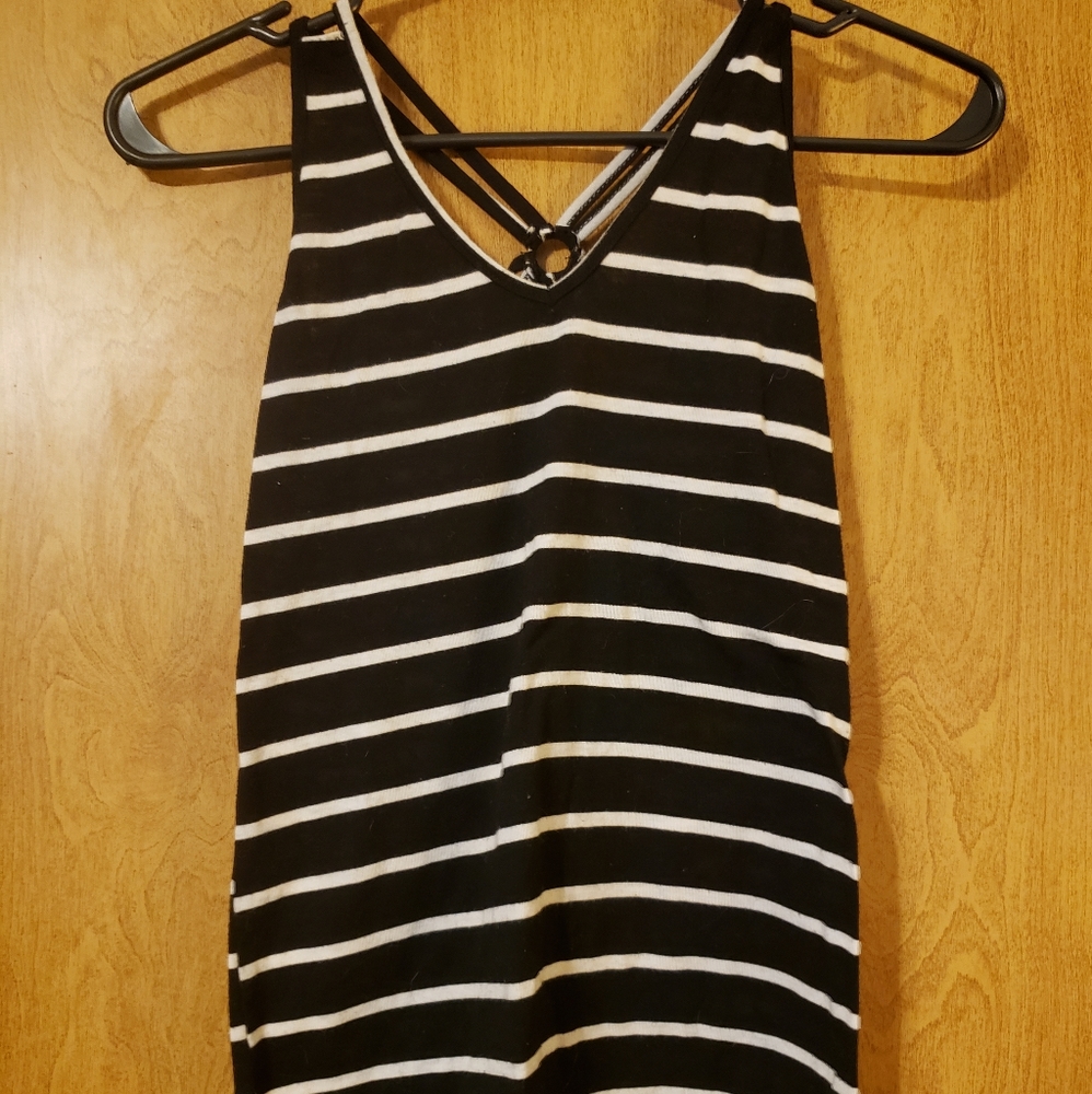 Poof Black & Cream stripe top